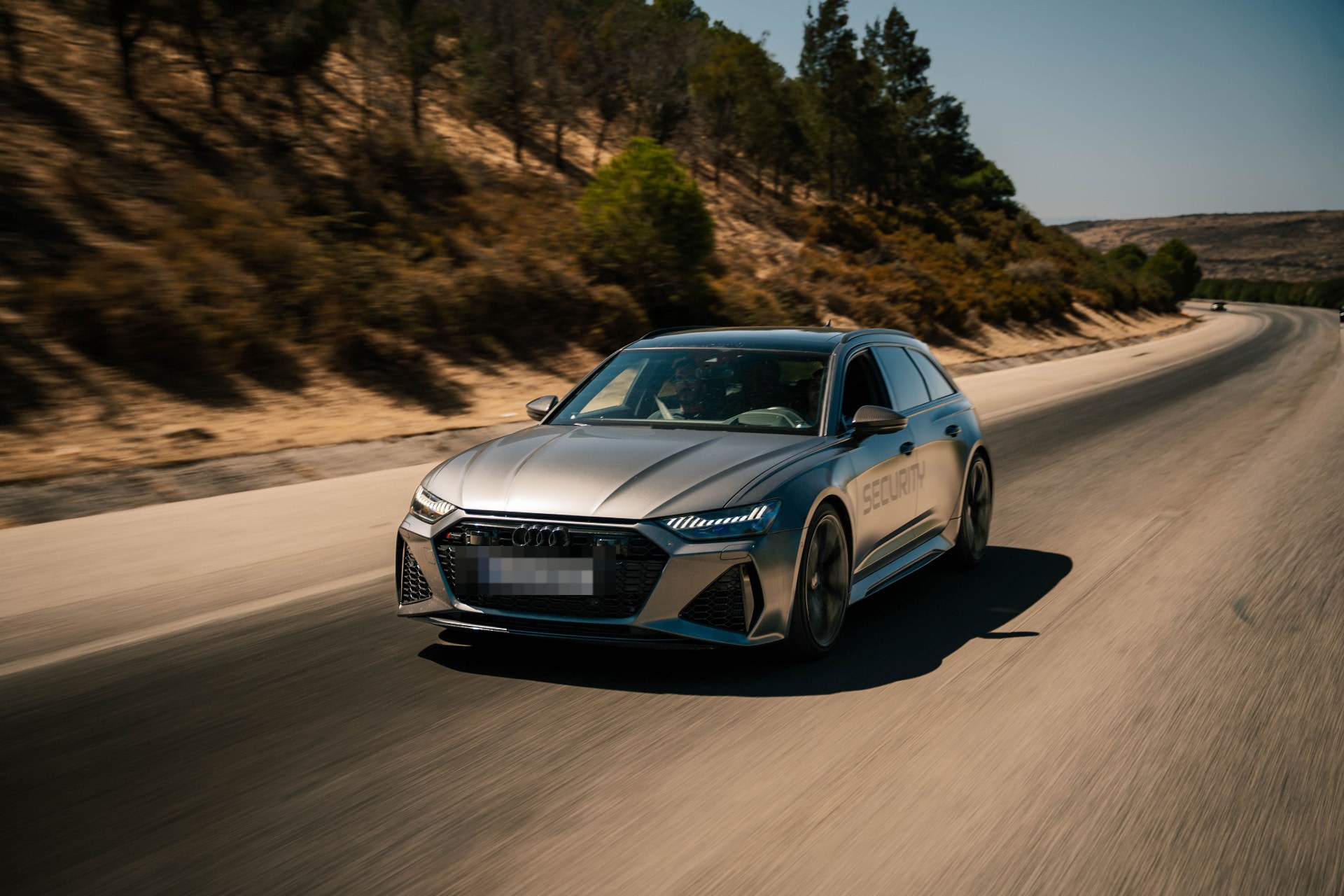 The Audi RS6 on an open road